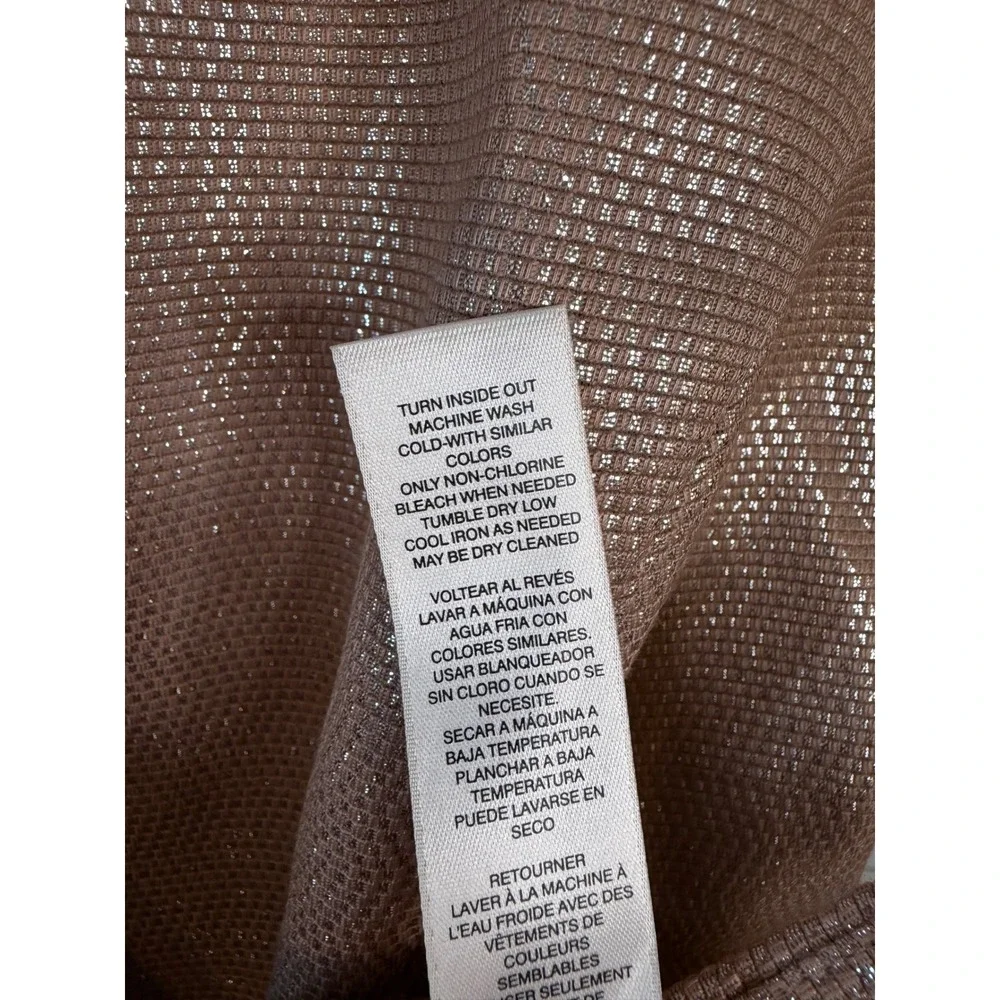 Chico's Rose Gold Metallic Textured Open Front Blazer‎ Jacket Womens Size 3 XL